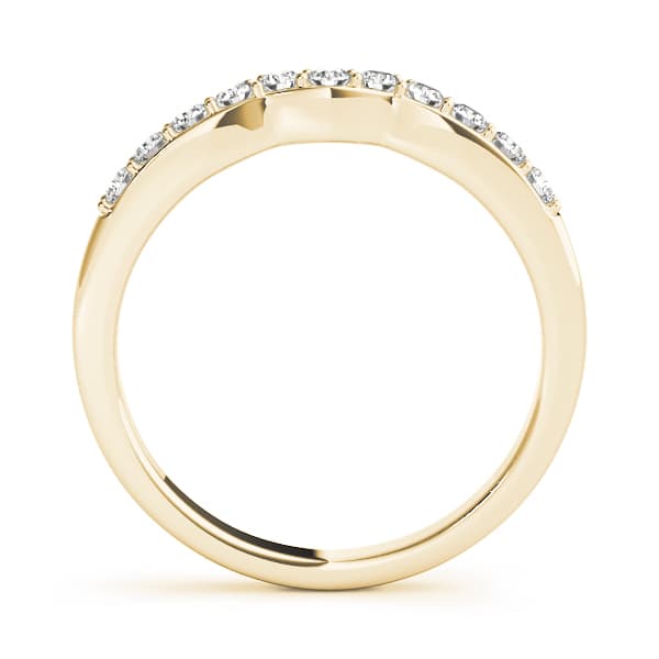 Prong In Channel Curved Wedding Band (0.28 ct. tw.), Side view in yellow gold