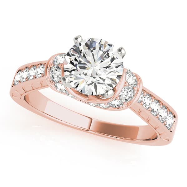 Cluster Sides Engagement Ring, style 50400, Front view in rose gold