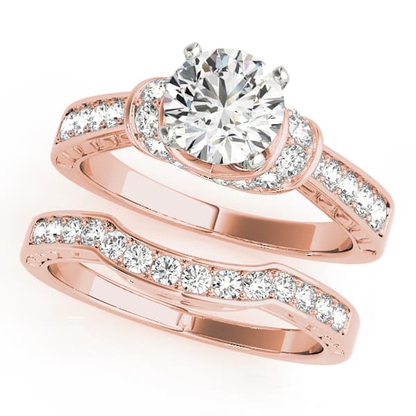 Cluster Sides Engagement Ring, style 50400, On hand view in rose gold