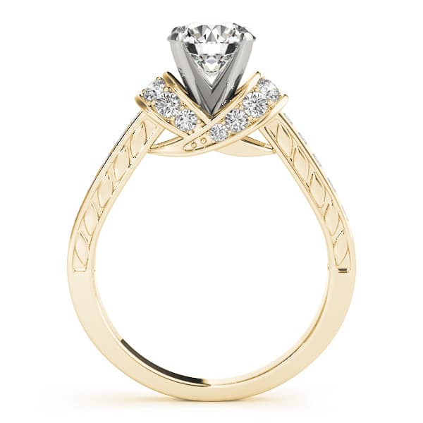 Cluster Sides Engagement Ring, style 50400, Side view in yellow gold