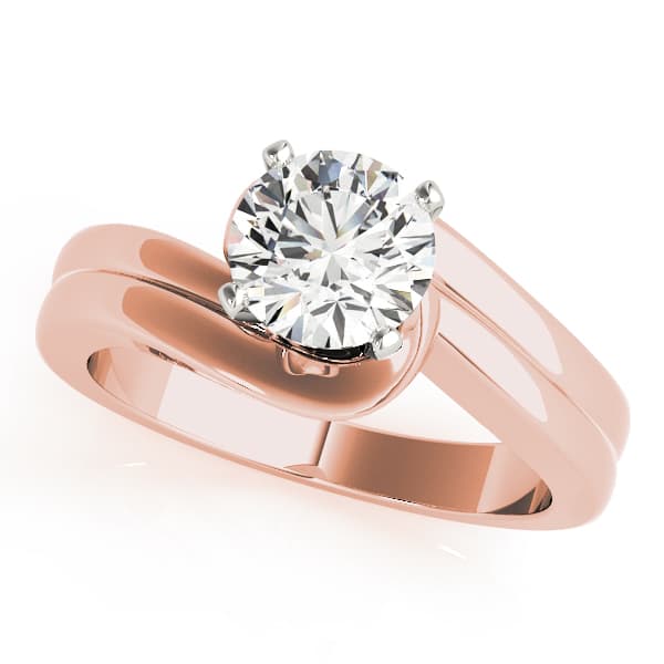 Double Band Swirl Solitaire Engagement Ring, style 50402, Front view in rose gold