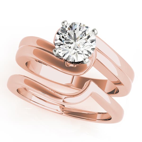 Double Band Swirl Solitaire Engagement Ring, style 50402, On hand view in rose gold
