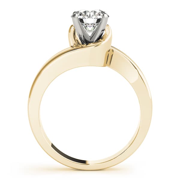 Double Band Swirl Solitaire Engagement Ring, style 50402, Side view in yellow gold