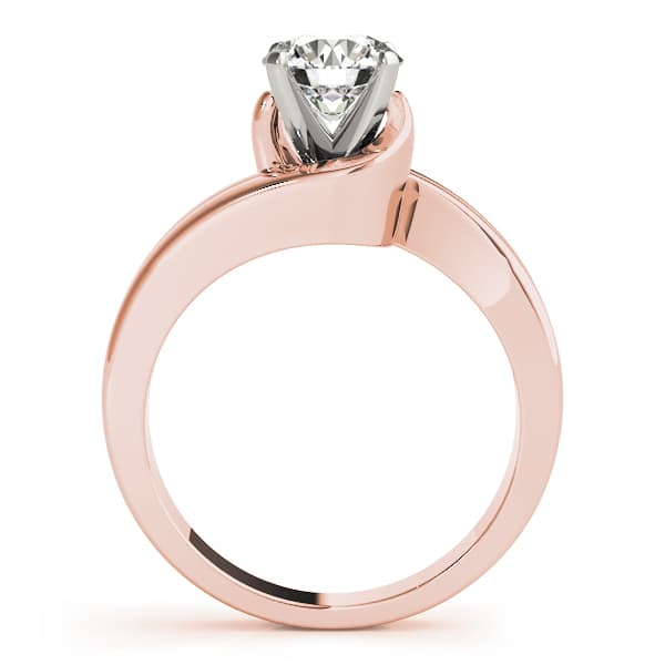 Double Band Swirl Solitaire Engagement Ring, style 50402, Side view in rose gold