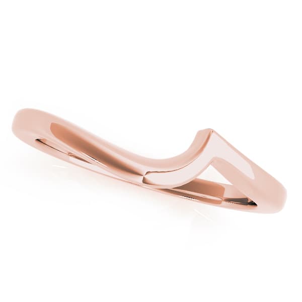 Gold Curved Wedding Bands, Front view in rose gold