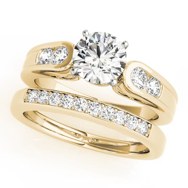 Channel Set Single Row Engagement Ring, style 50404, On hand view in yellow gold