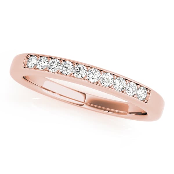 Prong Set Wedding Band (0.2 ct. tw.), Front view in rose gold