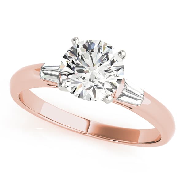3-Stone Fancy Shape Baguette Engagement Ring, style 50405, Front view in rose gold