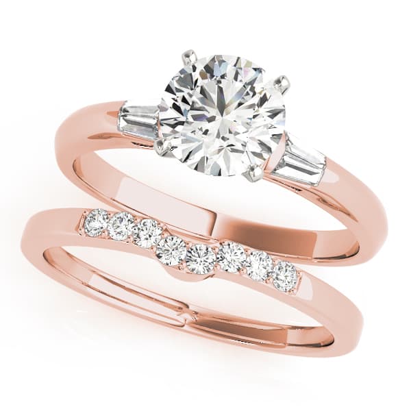 3-Stone Fancy Shape Baguette Engagement Ring, style 50405, On hand view in rose gold