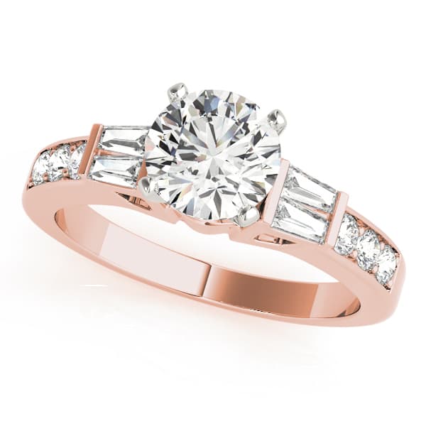 Fancy Shape Baguette Engagement Ring, style 50406, Front view in rose gold