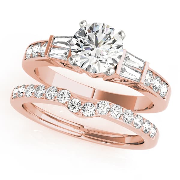 Fancy Shape Baguette Engagement Ring, style 50406, On hand view in rose gold