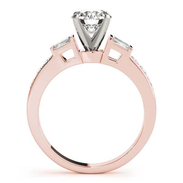 Fancy Shape Baguette Engagement Ring, style 50406, Side view in rose gold