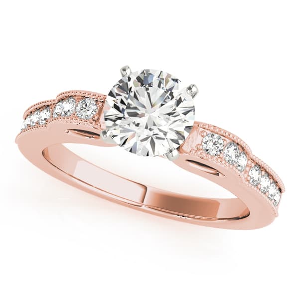 Single Row Prong Engagement Ring, style 50407, Front view in rose gold