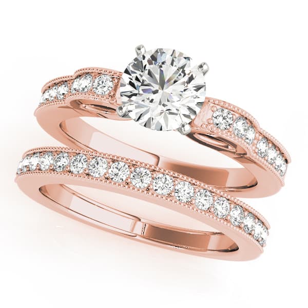 Single Row Prong Engagement Ring, style 50407, On hand view in rose gold