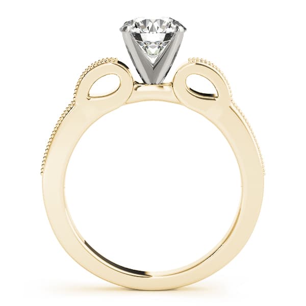 Single Row Prong Engagement Ring, style 50407, Side view in yellow gold