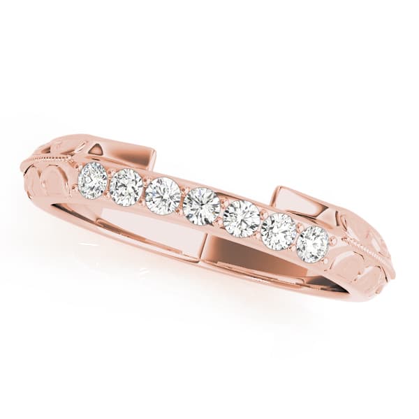 Prong Set Filigree Wedding Bands (1/8 ct. tw.), Front view in rose gold