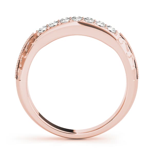 Prong Set Filigree Wedding Bands (1/8 ct. tw.), Side view in rose gold