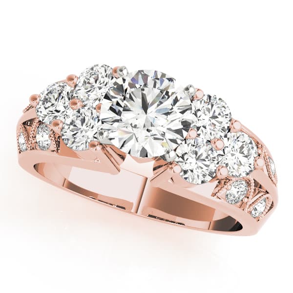 Cluster Sides Engagement Ring, style 50410, Front view in rose gold