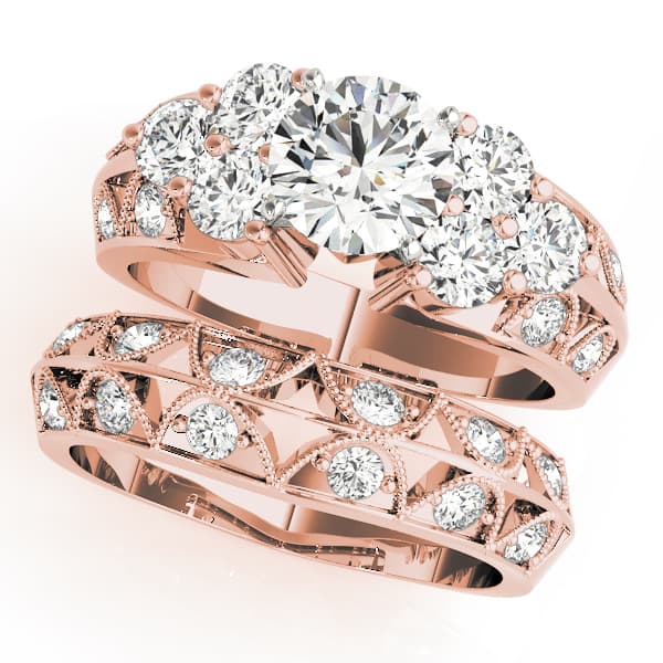 Cluster Sides Engagement Ring, style 50410, On hand view in rose gold