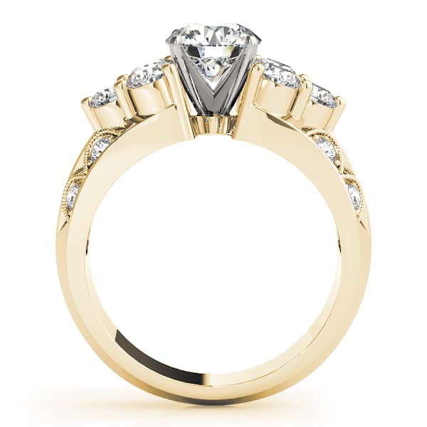 Cluster Sides Engagement Ring, style 50410, Side view in yellow gold