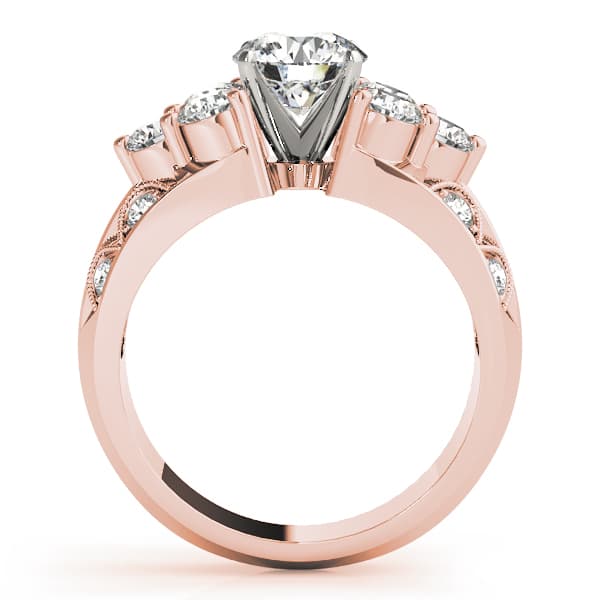 Cluster Sides Engagement Ring, style 50410, Side view in rose gold