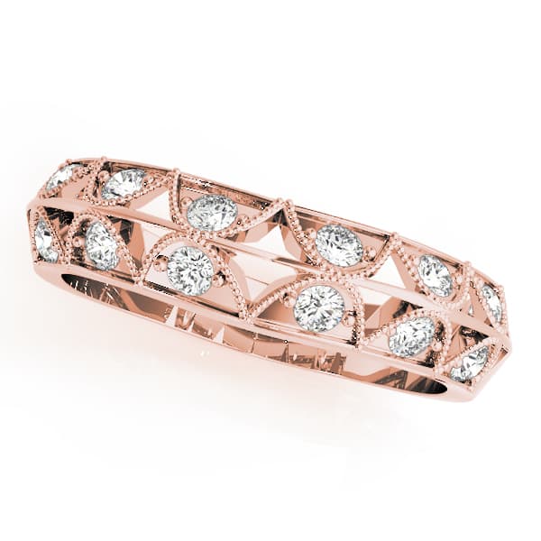 Curved Wedding Band (0.18 ct. tw.), Front view in rose gold