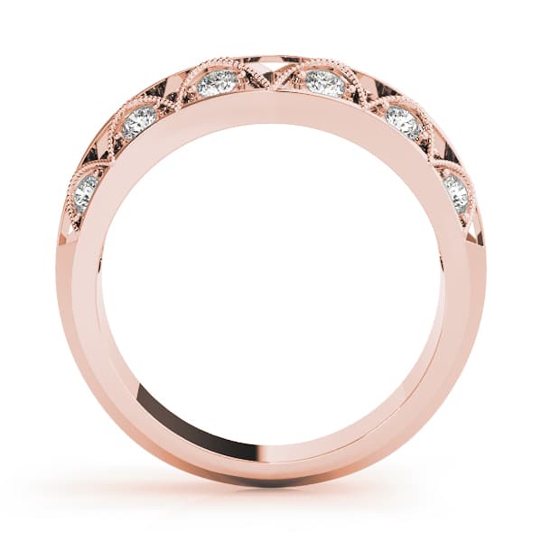Curved Wedding Band (0.18 ct. tw.), Side view in rose gold