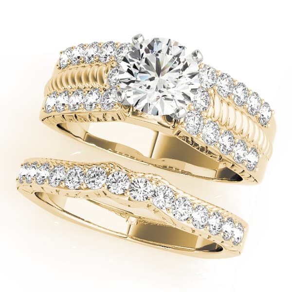 Antique Engagement Ring, style 50411, On hand view in yellow gold