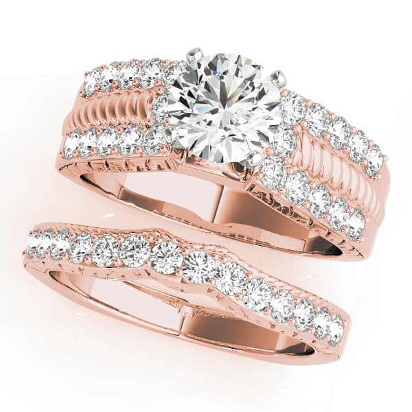 Antique Engagement Ring, style 50411, On hand view in rose gold