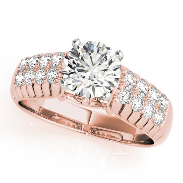 Pavé Engagement Ring, style 50412, Front view in rose gold