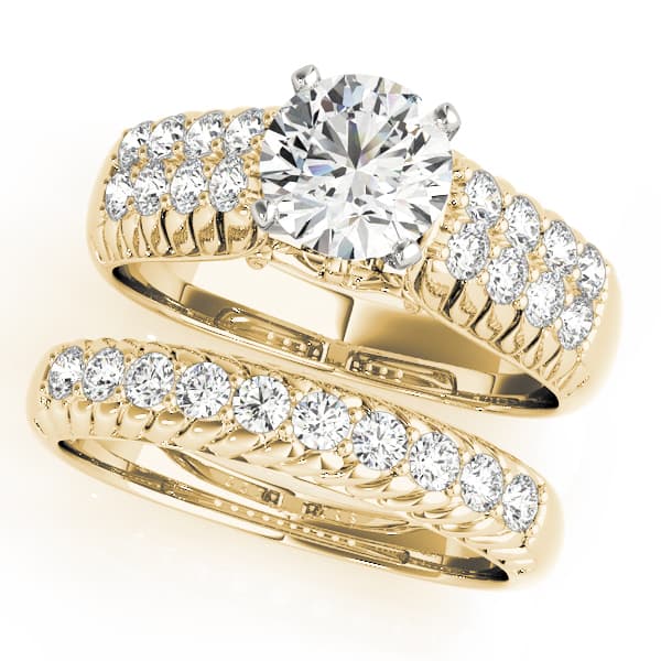 Pavé Engagement Ring, style 50412, On hand view in yellow gold
