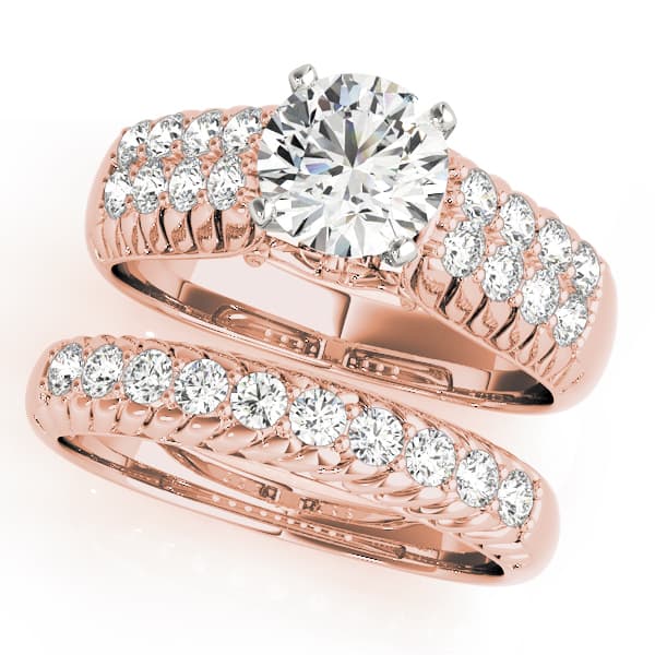 Pavé Engagement Ring, style 50412, On hand view in rose gold