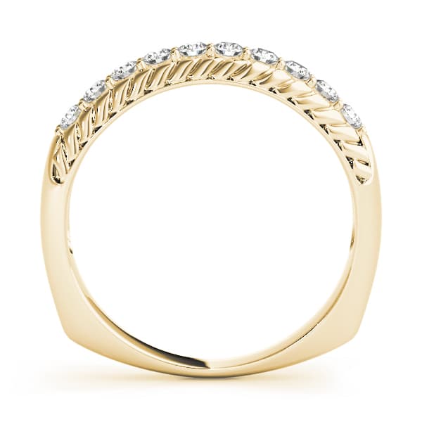 Single Row Prong In Channel Braided Band Wedding Band (1/4 ct. tw.), Side view in yellow gold