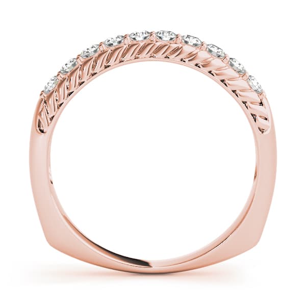 Single Row Prong In Channel Braided Band Wedding Band (1/4 ct. tw.), Side view in rose gold