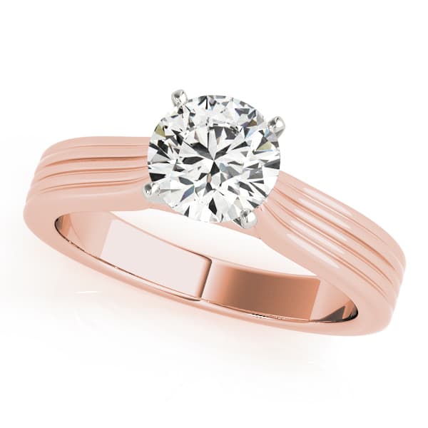Solitaire Cathedral Engagement Ring, style 50413, Front view in rose gold