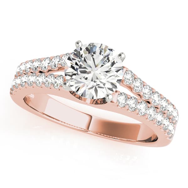 Split Shank Engagement Ring, style 50417, Front view in rose gold
