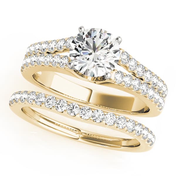 Split Shank Engagement Ring, style 50417, On hand view in yellow gold
