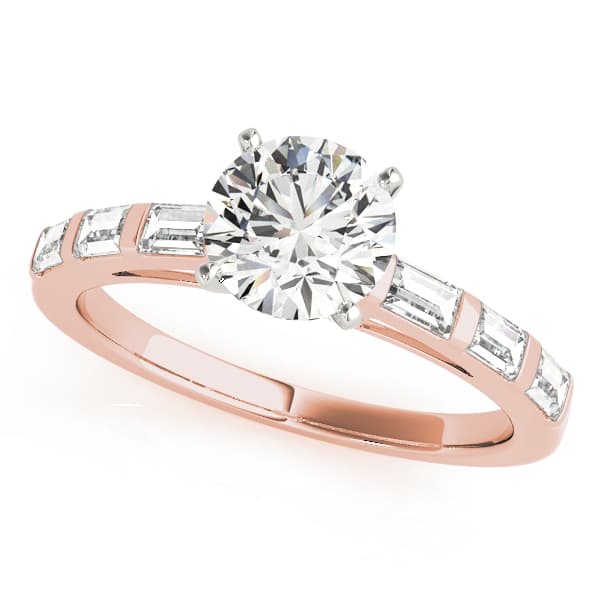 Fancy Shape Baguette Stackable Engagement Ring, style 50419, Front view in rose gold