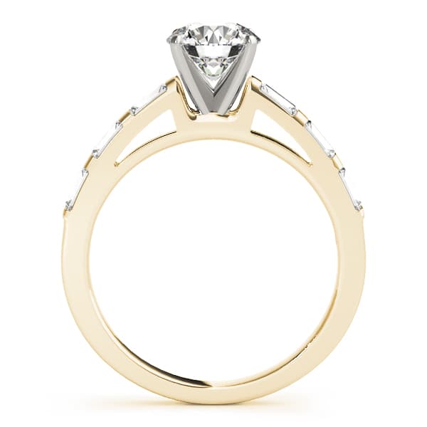 Fancy Shape Baguette Stackable Engagement Ring, style 50419, Side view in yellow gold