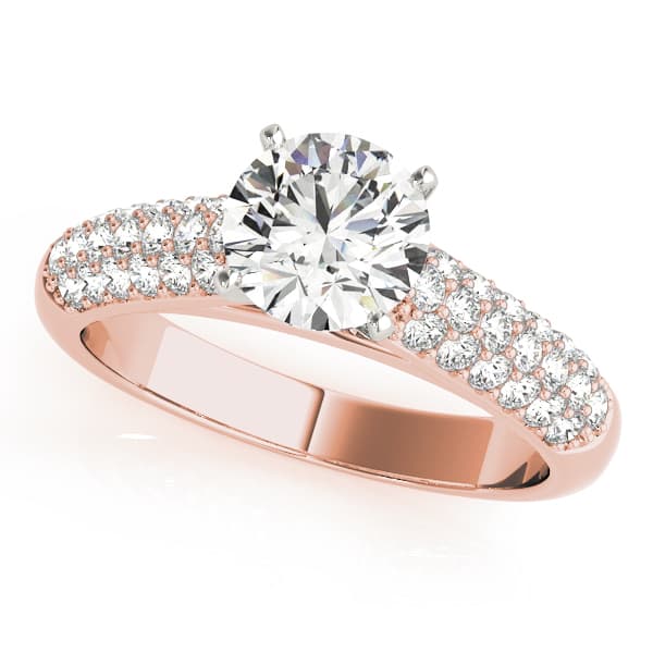 Multi-Row Pavé Engagement Ring, style 50420, Front view in rose gold