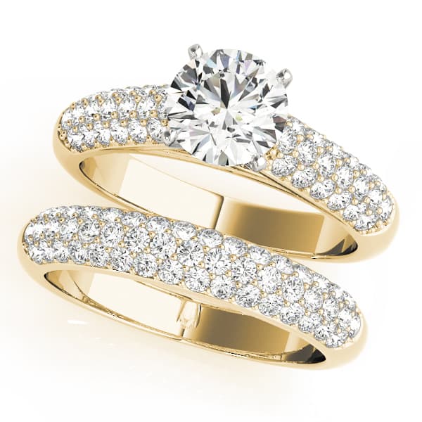 Multi-Row Pavé Engagement Ring, style 50420, On hand view in yellow gold