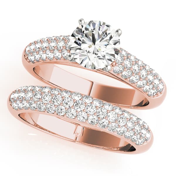 Multi-Row Pavé Engagement Ring, style 50420, On hand view in rose gold