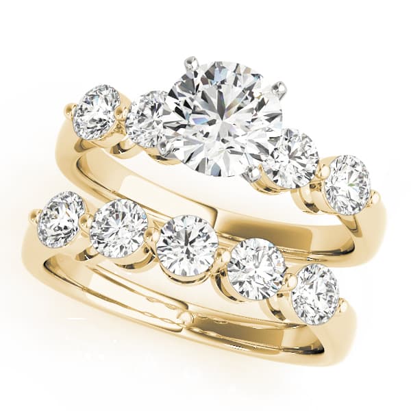 Single Row Prong Set Engagement Ring, style 50421, On hand view in yellow gold