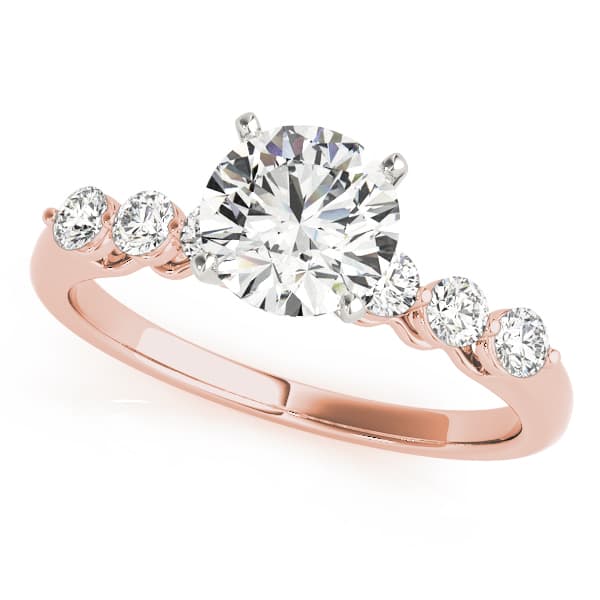 Single Row Shared Prong Engagement Ring, style 50422, Front view in rose gold