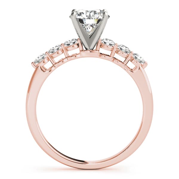 Single Row Shared Prong Engagement Ring, style 50422, Side view in rose gold