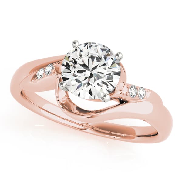 Bypass Swirl Engagement Ring, style 50423, Front view in rose gold