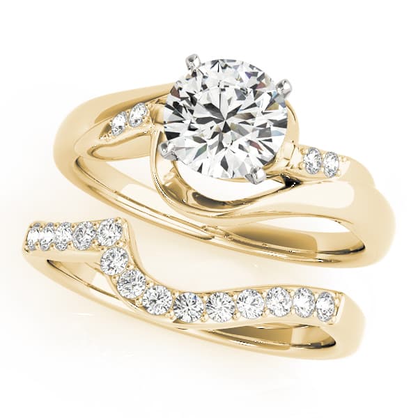 Bypass Swirl Engagement Ring, style 50423, On hand view in yellow gold