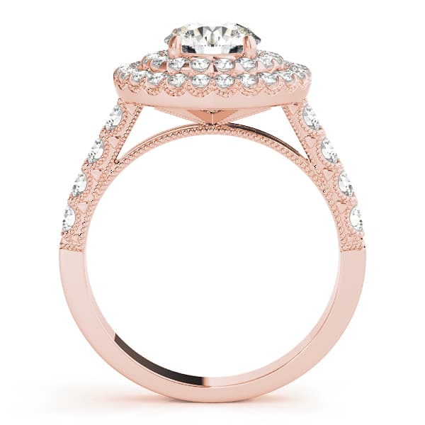 Halo Round Engagement Ring, style 50424, Side view in rose gold