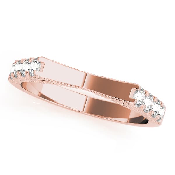 Prong Set Wedding Band (1/3 ct. tw.), Front view in rose gold