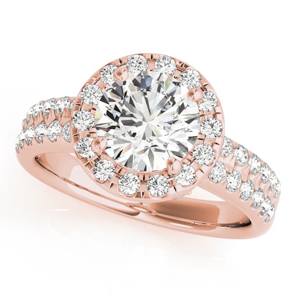 Halo Round Engagement Ring, style 50425, Front view in rose gold